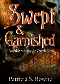 A scattering of navigational instruments on the cover of "Swept and Garnished," the third Royal Academy novel.