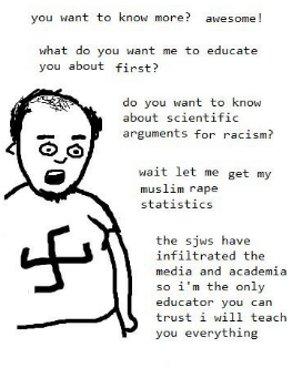 alt.right dude welcoming the chance to educate questioner.